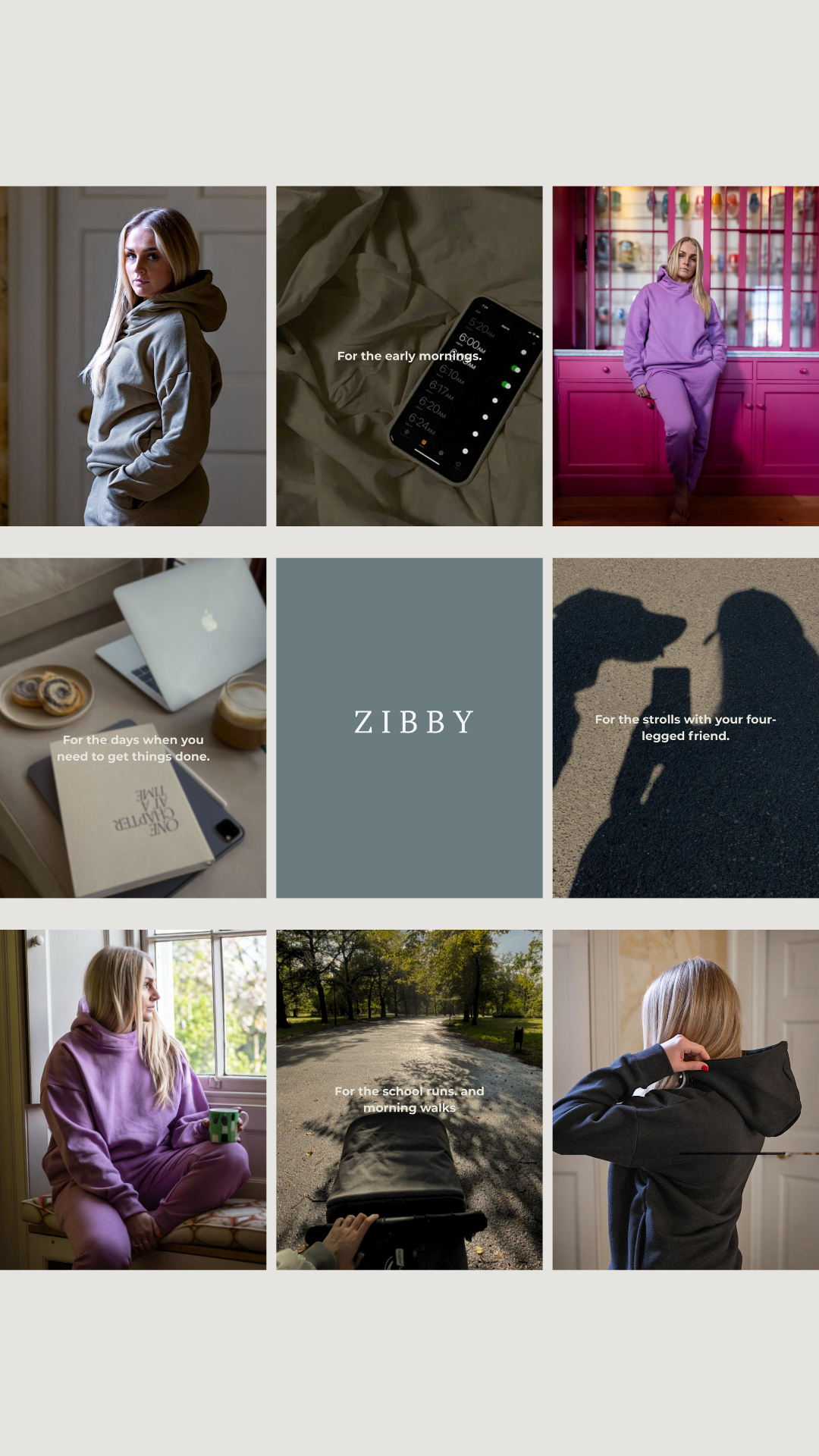 Collage of various images with a central 'Zibby' logo, featuring people in different settings.
