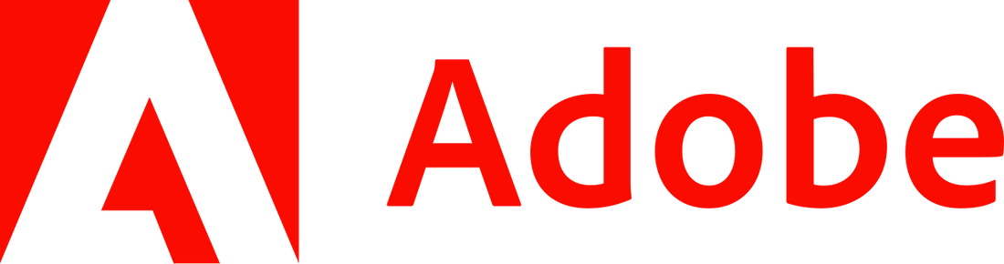 Adobe logo with a red 'A' and text on a white background