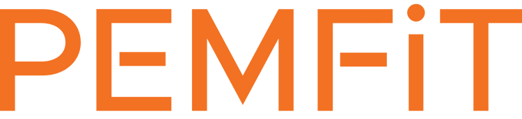 Orange 'PEMFIT' logo on a white background