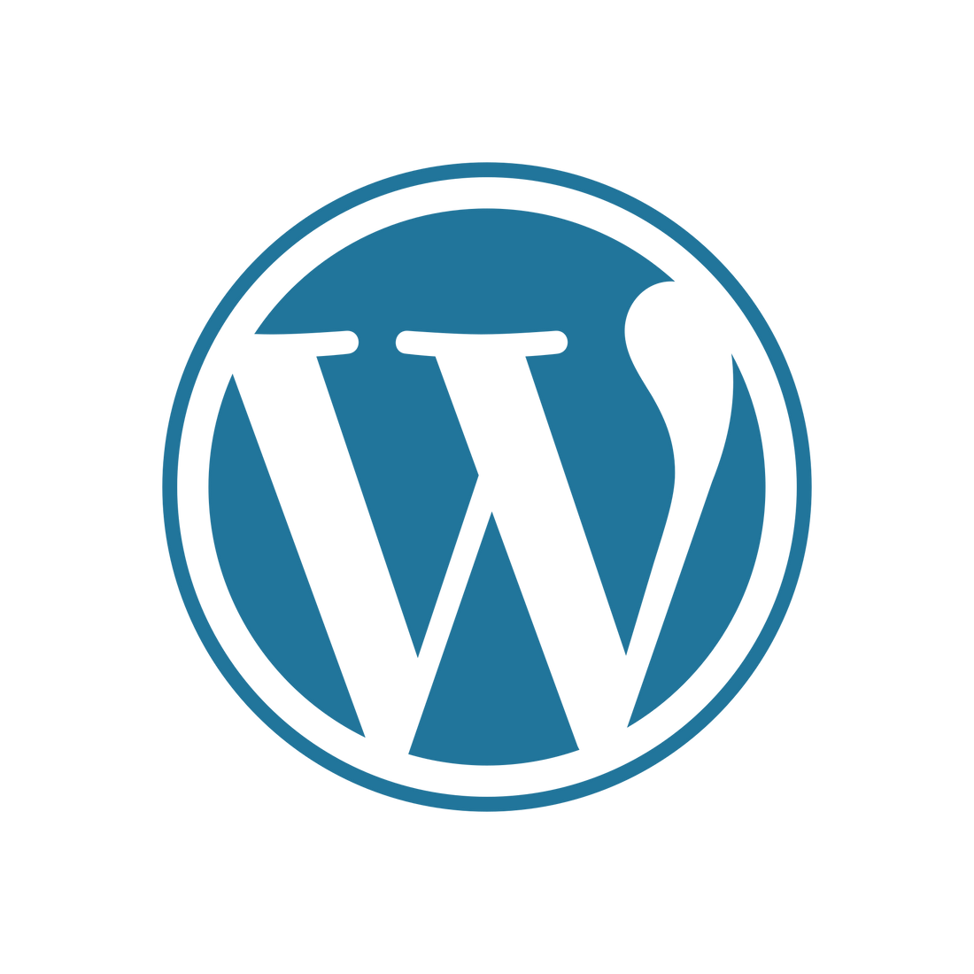 WordPress logo with a blue circle and white 'W' on a white background